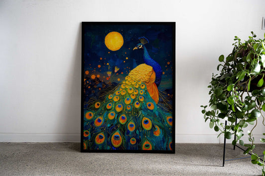 Abstract Peacock Kintsugi Asian Style Poster | Wall Art for Home & Office | High-Quality Print