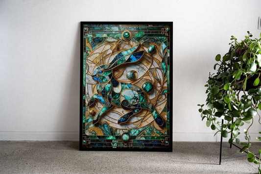 Abstract Rabbit Kintsugi Asian Style Poster | Wall Art for Home & Office | High-Quality Print