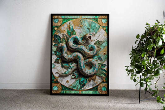 Abstract Snake Kintsugi Asian Style Poster | Wall Art for Home & Office | High-Quality Print