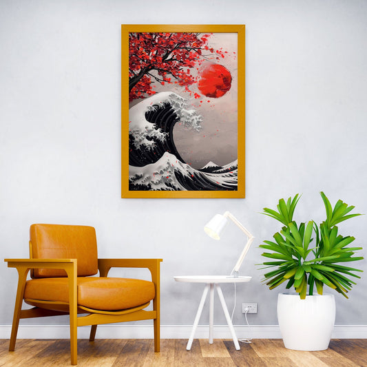 Abstract oil painting of japanese Great Wave Asian Style Poster | Wall Art for Home & Office | High-Quality Print