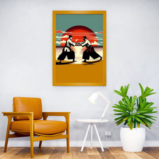 Aikido fight sunset art Asian Style Poster | Wall Art for Home & Office | High-Quality Print