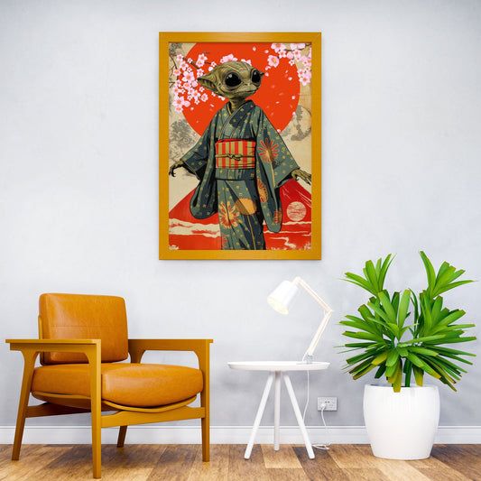 Alien in Kimono Ukiyo-e Asian Style Poster | Wall Art for Home & Office | High-Quality Print