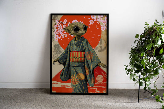 Alien in Kimono Ukiyo-e Asian Style Poster | Wall Art for Home & Office | High-Quality Print