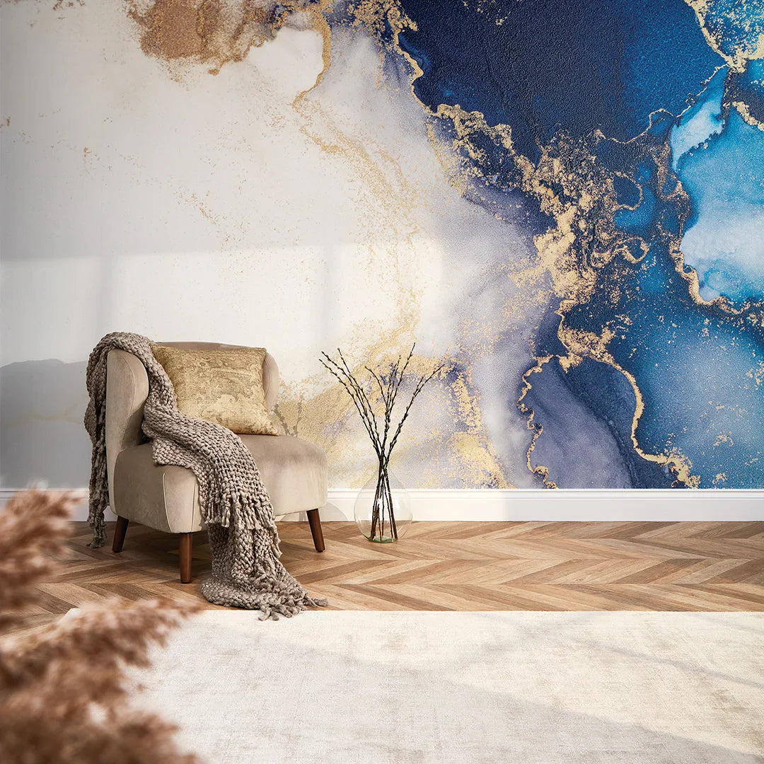 Navy and Gold Amalfi Mural