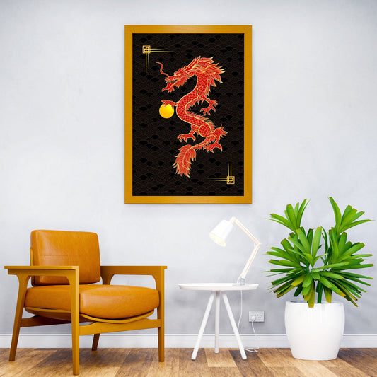 Ancient Chinese Red Dragon Asian Style Poster | Wall Art for Home & Office | High-Quality Print