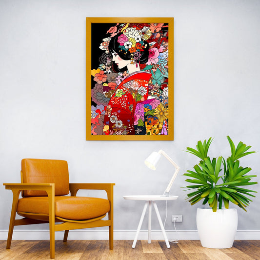 Ancient Japan Kimono Girl Asian Style Poster | Wall Art for Home & Office | High-Quality Print