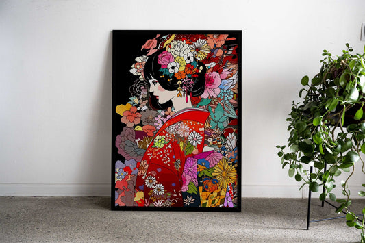 Ancient Japan Kimono Girl Asian Style Poster | Wall Art for Home & Office | High-Quality Print