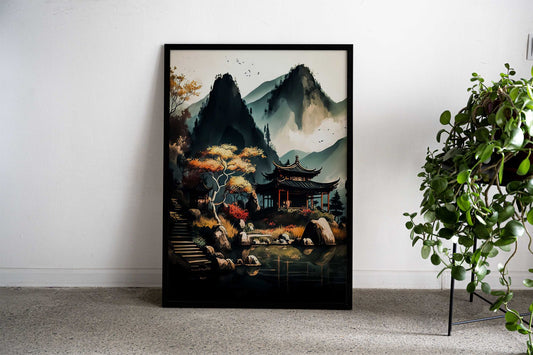 Ancient Japanese landscape Asian Style Poster | Wall Art for Home & Office | High-Quality Print