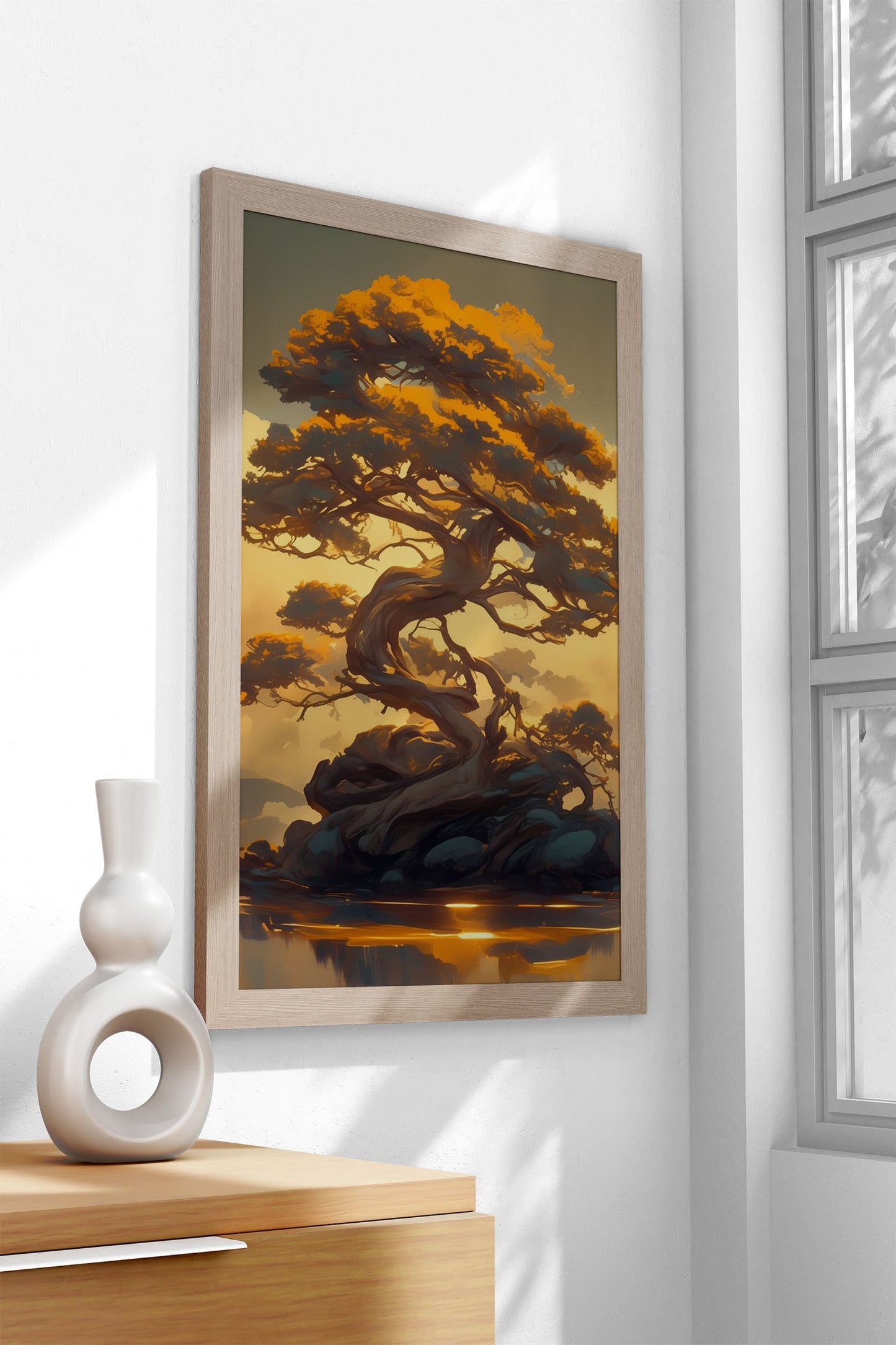 Ancient Tree on Island Asian Style Poster | Wall Art for Home & Office | High-Quality Print