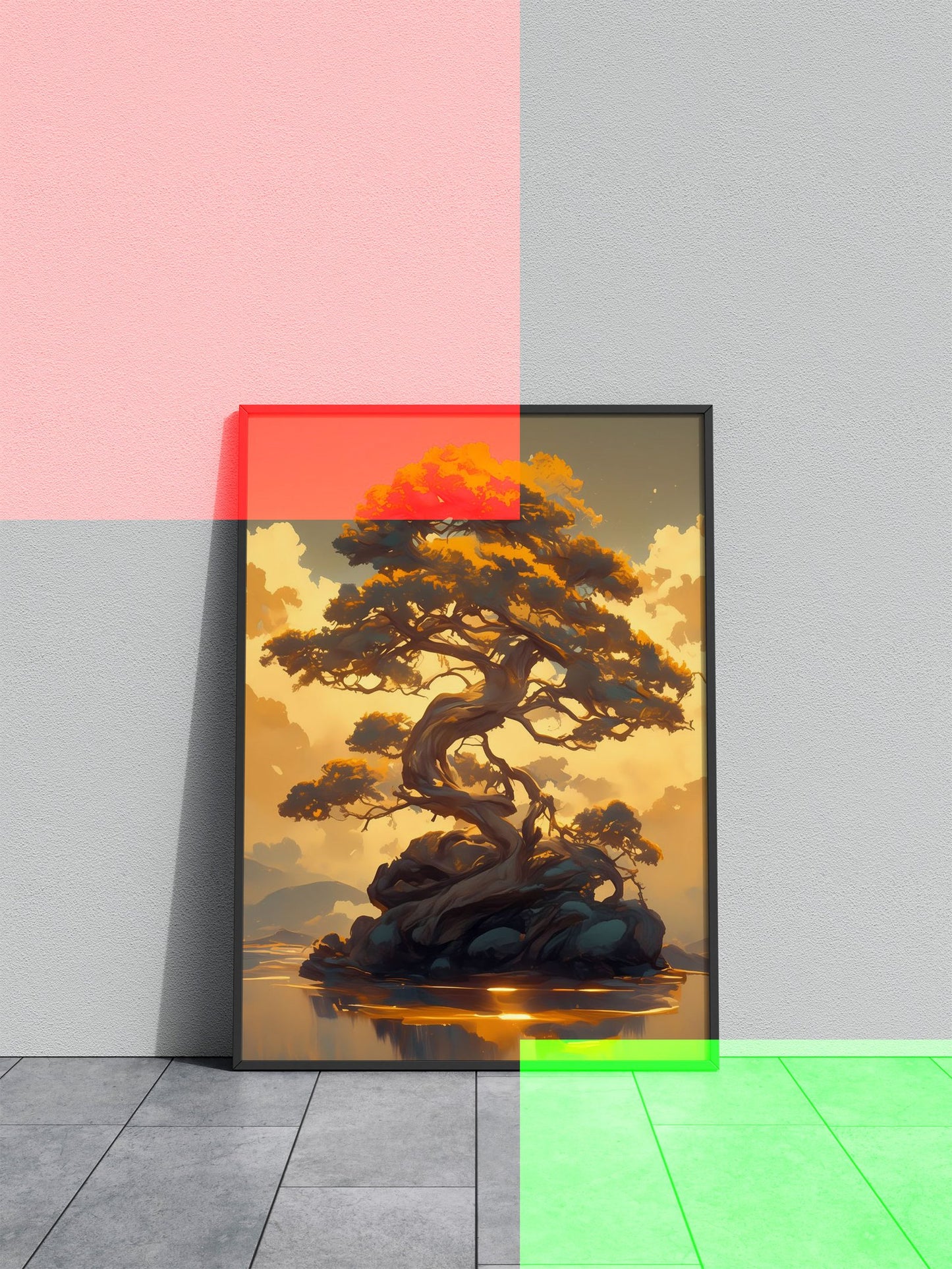 Ancient Tree on Island Asian Style Poster | Wall Art for Home & Office | High-Quality Print