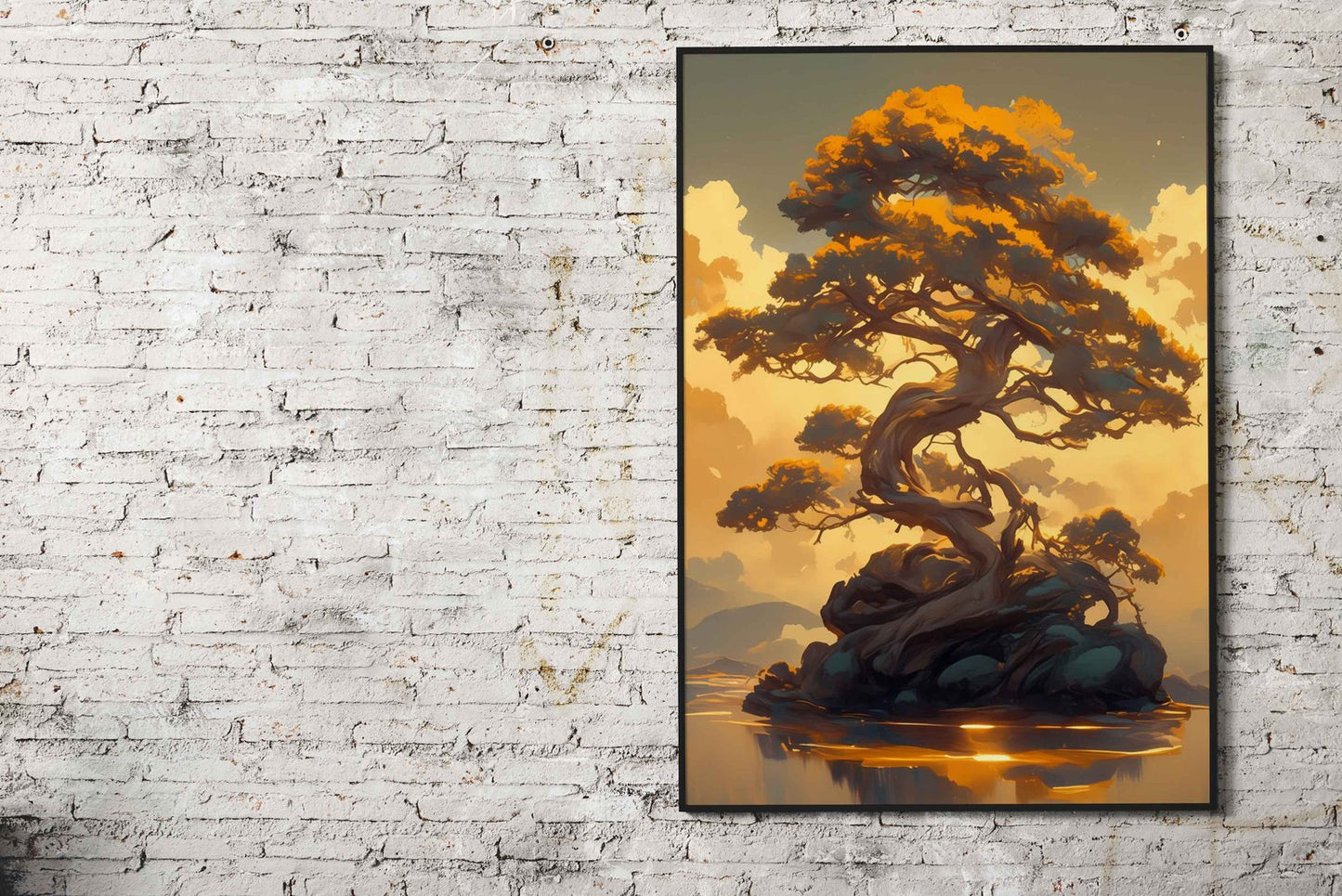 Ancient Tree on Island Asian Style Poster | Wall Art for Home & Office | High-Quality Print