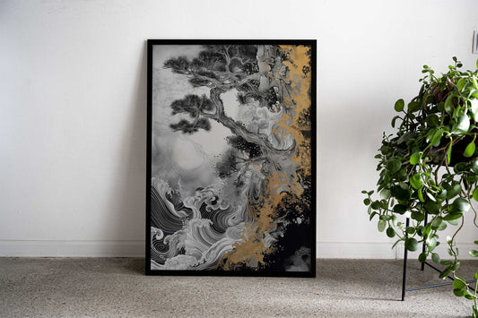 Angry Waves Asian Style Poster | Wall Art for Home & Office | High-Quality Print