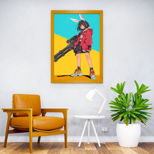 Anime Bunny Fighter Girl Asian Style Poster | Wall Art for Home & Office | High-Quality Print