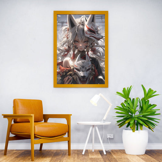 Anime Fox Masked Neko Girl Asian Style Poster | Wall Art for Home & Office | High-Quality Print