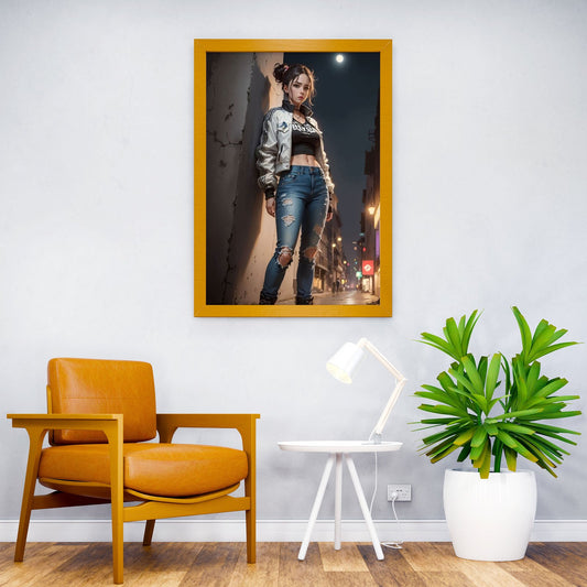 Anime Girl in City Night Asian Style Poster | Wall Art for Home & Office | High-Quality Print