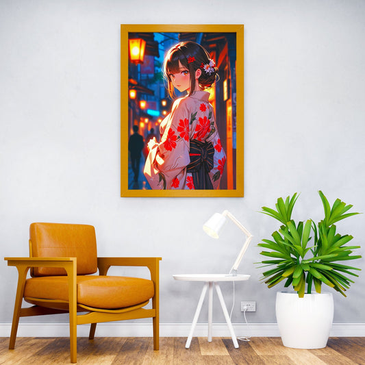 Anime Girl in Kimono Asian Style Poster | Wall Art for Home & Office | High-Quality Print