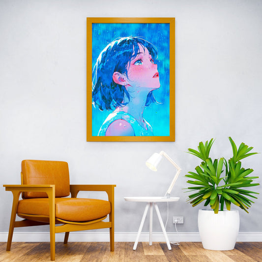 Anime Girl in Rain Asian Style Poster | Wall Art for Home & Office | High-Quality Print