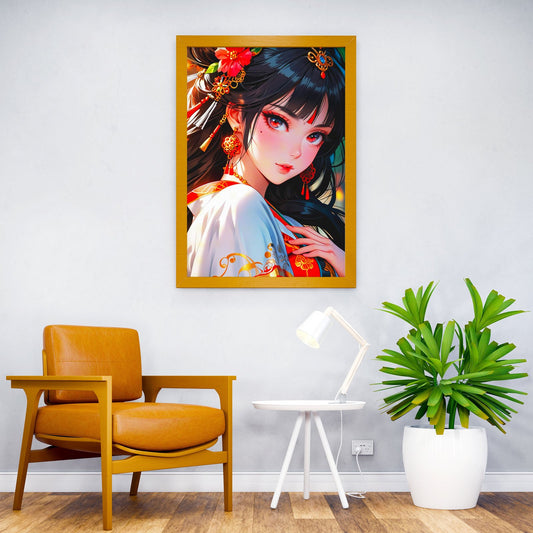 Anime Girl in Traditional Asian Style Poster | Wall Art for Home & Office | High-Quality Print