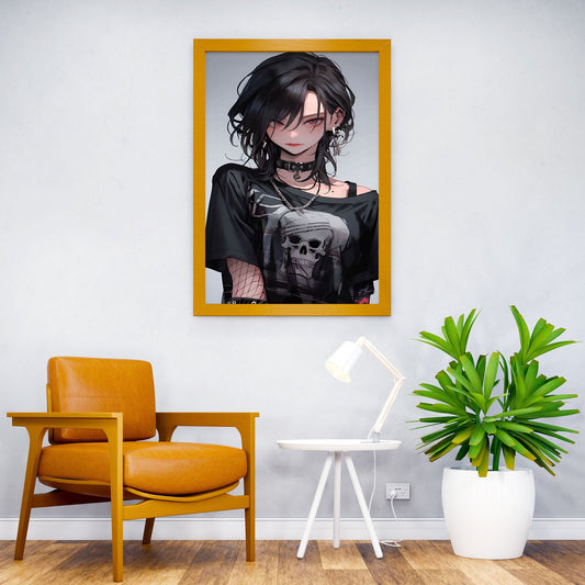 Anime Girl with Skull T-shirt Asian Style Poster | Wall Art for Home & Office | High-Quality Print