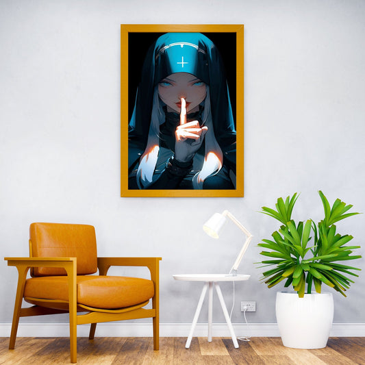 Anime Nun Shh Asian Style Poster | Wall Art for Home & Office | High-Quality Print
