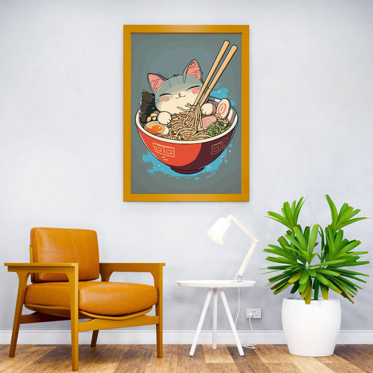 Anime Ramen Bowl Cat Asian Style Poster | Wall Art for Home & Office | High-Quality Print