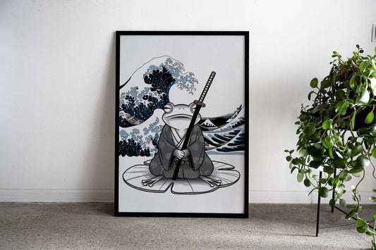 Anime Samurai Frog Kanagawa Asian Style Poster | Wall Art for Home & Office | High-Quality Print Premium Vinyl Skin Deca