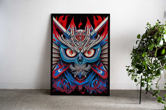 Art Owl Samurai Asian Style Poster | Wall Art for Home & Office | High-Quality Print