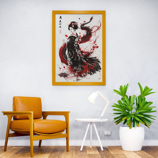 Asian Dragon Geisha Asian Style Poster | Wall Art for Home & Office | High-Quality Print