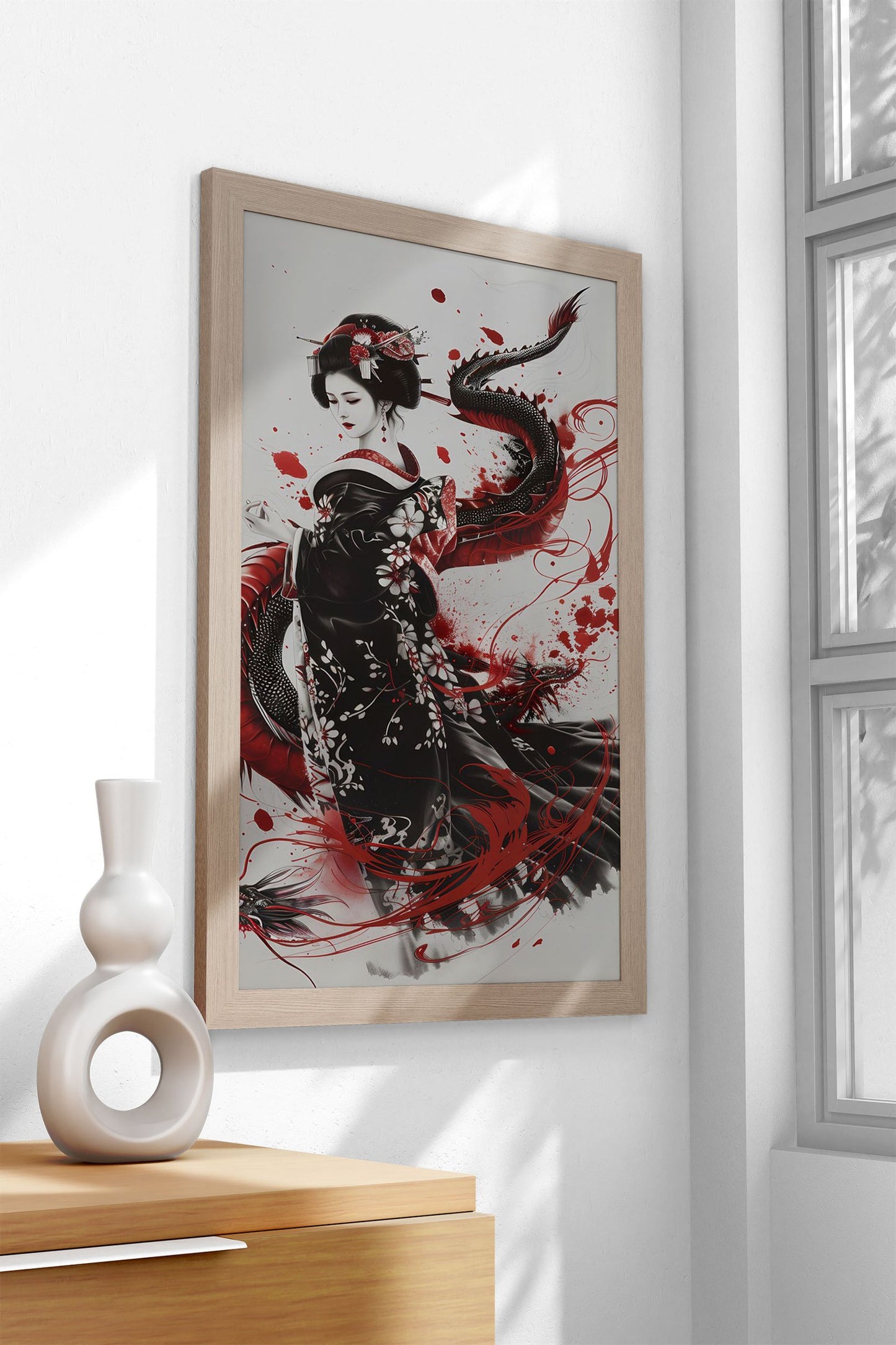 Asian Dragon Geisha Asian Style Poster | Wall Art for Home & Office | High-Quality Print