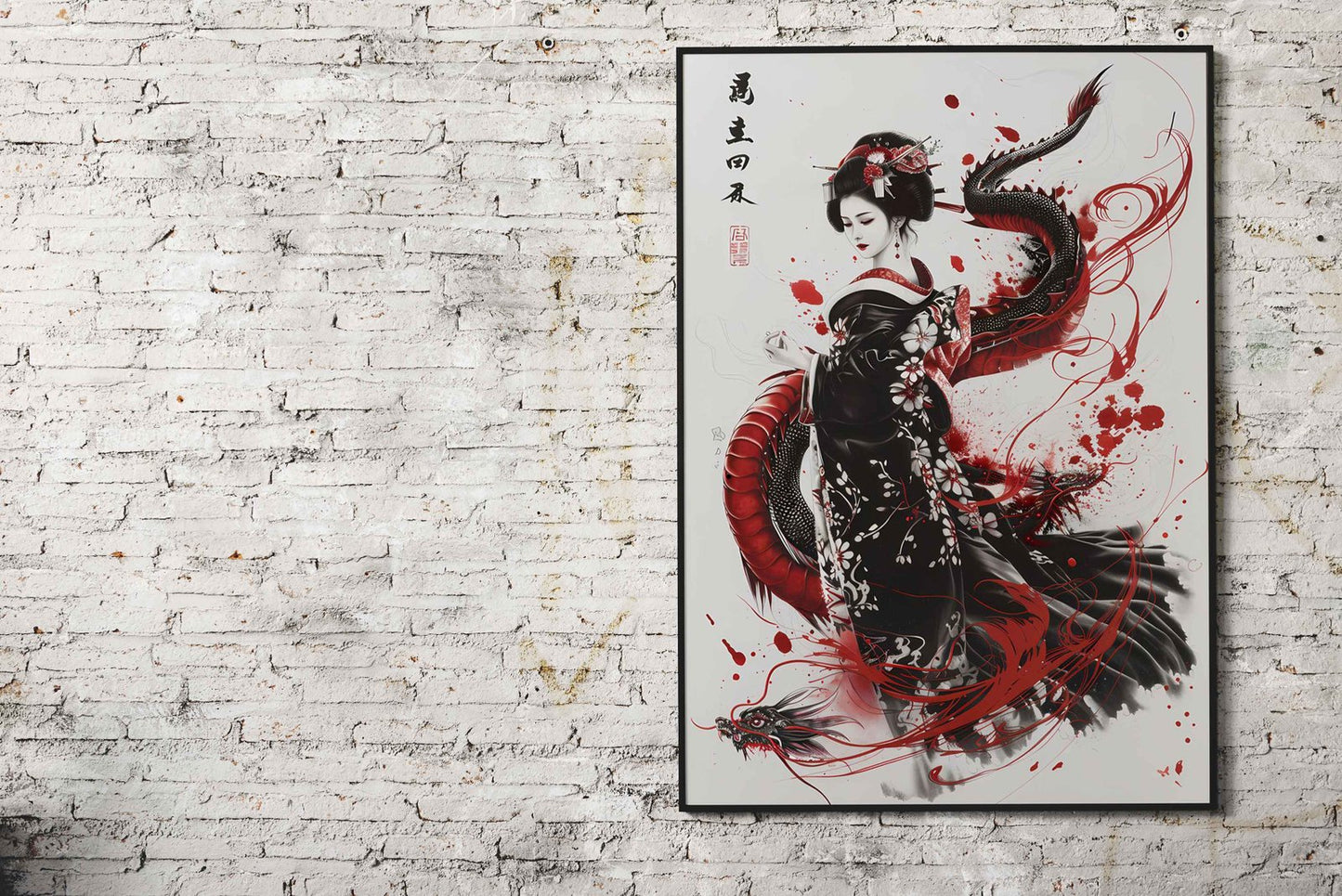 Asian Dragon Geisha Asian Style Poster | Wall Art for Home & Office | High-Quality Print