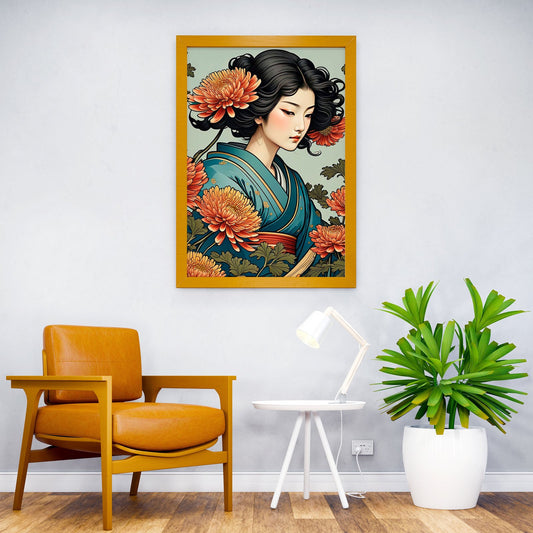Asian Floral Girl Asian Style Poster | Wall Art for Home & Office | High-Quality Print
