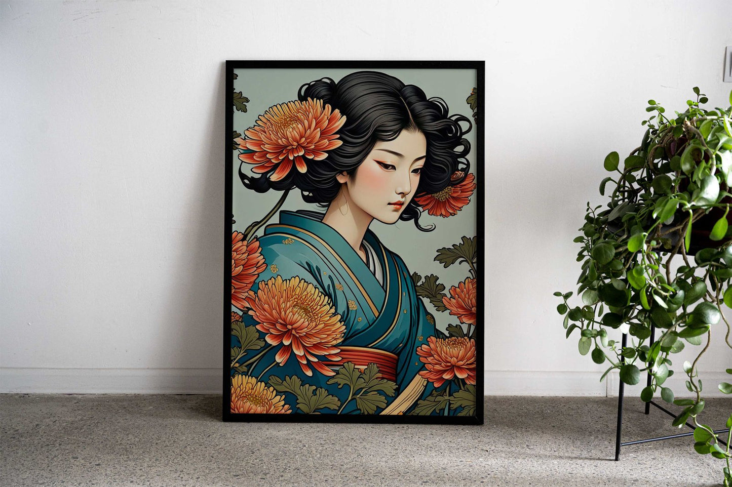 Asian Floral Girl Asian Style Poster | Wall Art for Home & Office | High-Quality Print