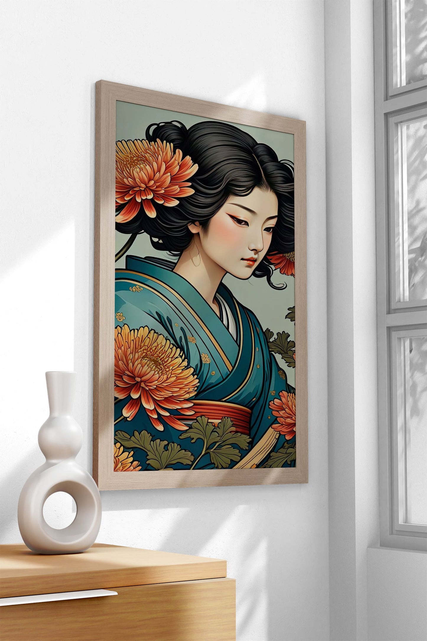 Asian Floral Girl Asian Style Poster | Wall Art for Home & Office | High-Quality Print