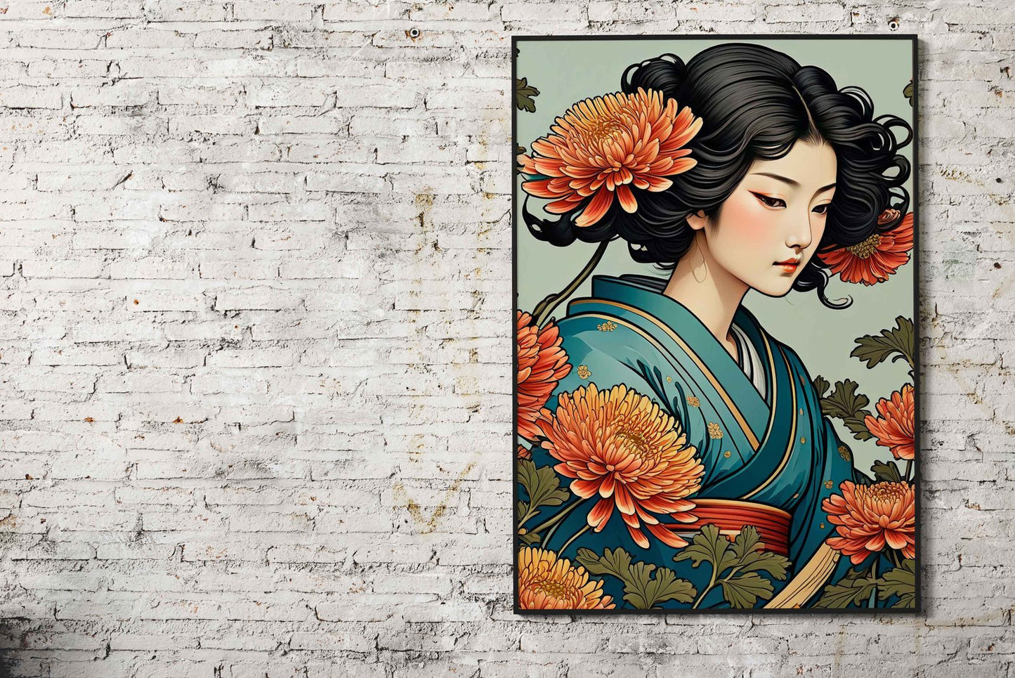 Asian Floral Girl Asian Style Poster | Wall Art for Home & Office | High-Quality Print