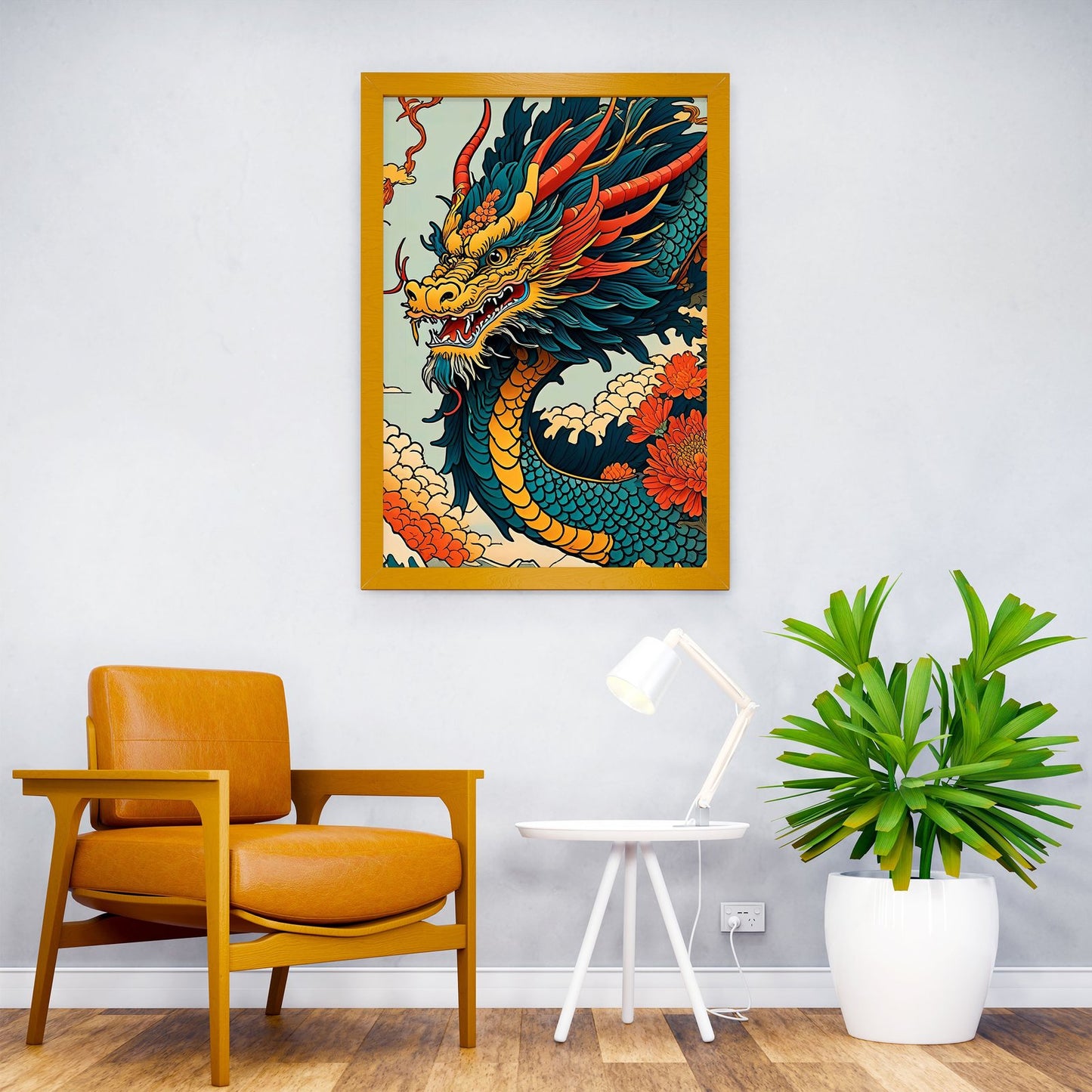Asian Floral dragon Asian Style Poster | Wall Art for Home & Office | High-Quality Print