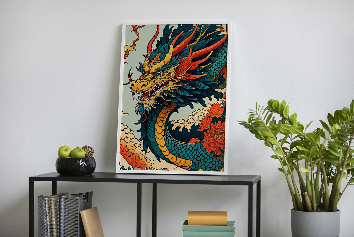 Asian Floral dragon Asian Style Poster | Wall Art for Home & Office | High-Quality Print