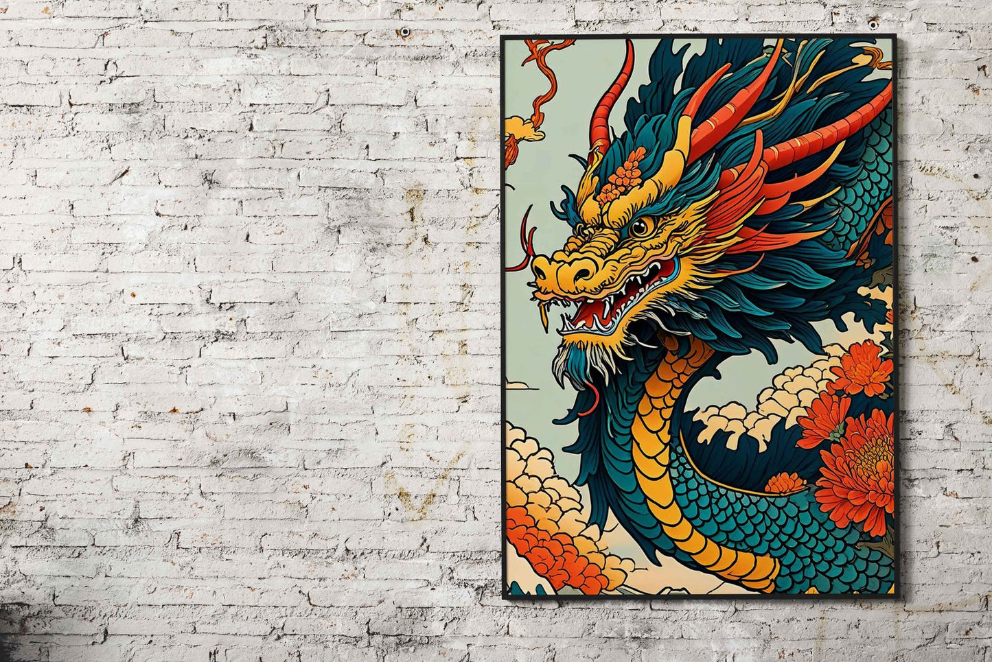 Asian Floral dragon Asian Style Poster | Wall Art for Home & Office | High-Quality Print