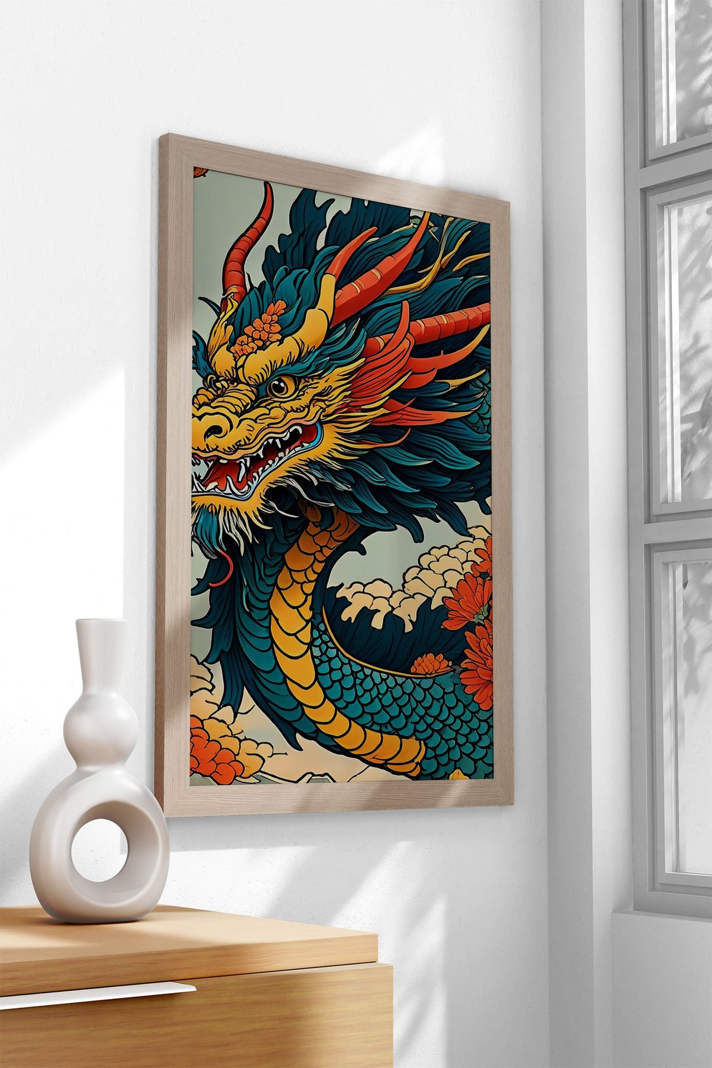 Asian Floral dragon Asian Style Poster | Wall Art for Home & Office | High-Quality Print