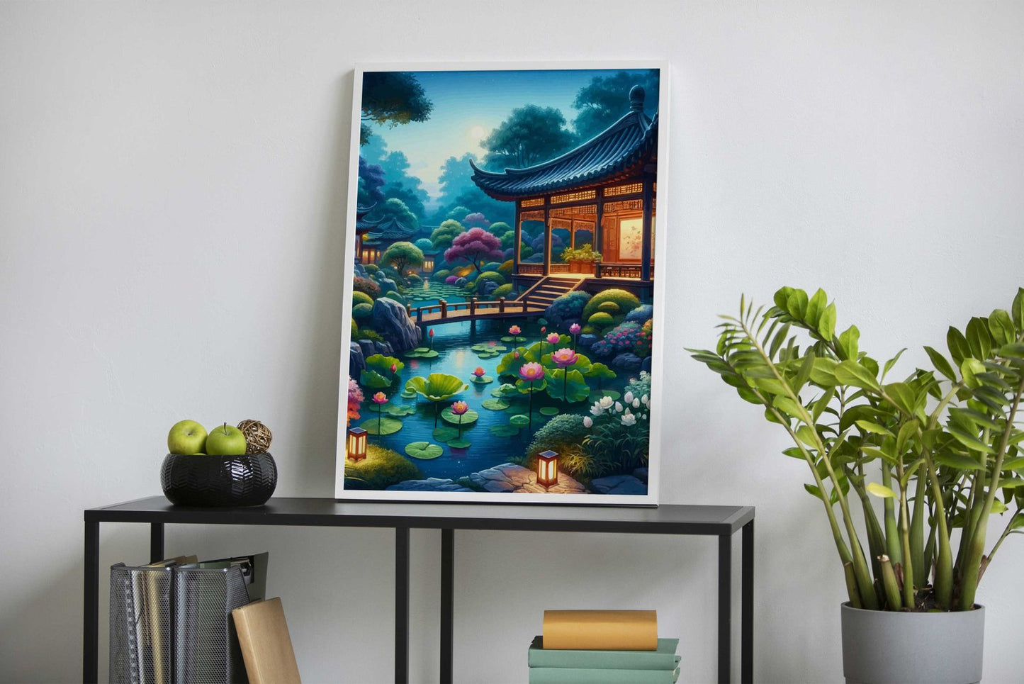 Asian Garden Twilight Moon Asian Style Poster | Wall Art for Home & Office | High-Quality Print