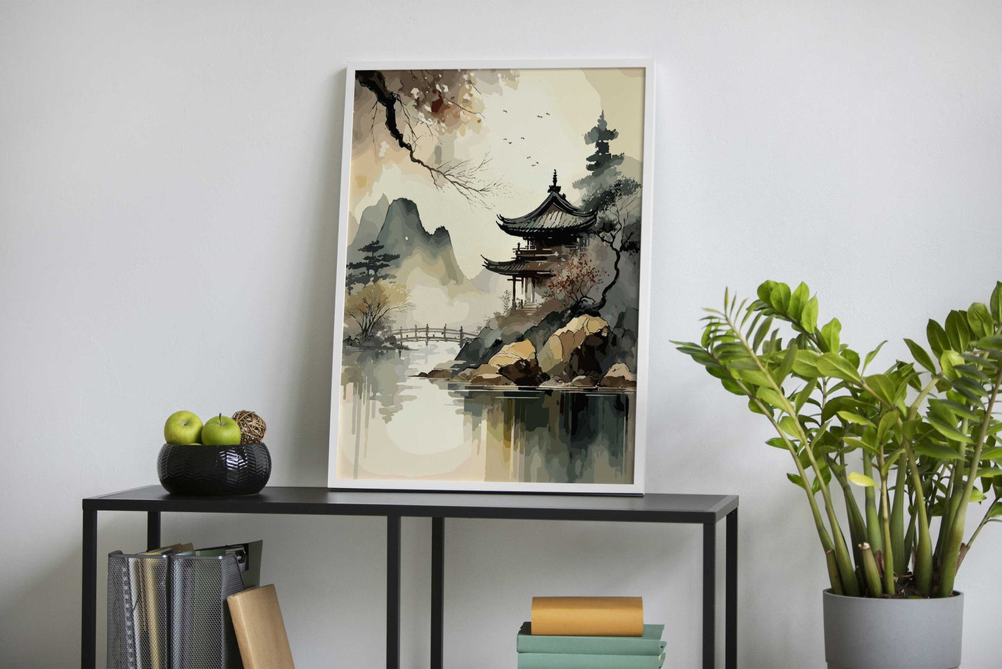 Asian House Watercolor Sky Asian Style Poster | Wall Art for Home & Office | High-Quality Print