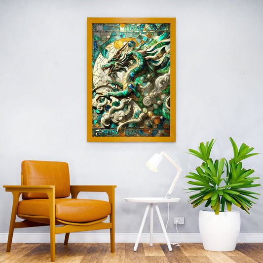 Asian Jade Dragon Kintsugi Asian Style Poster | Wall Art for Home & Office | High-Quality Print
