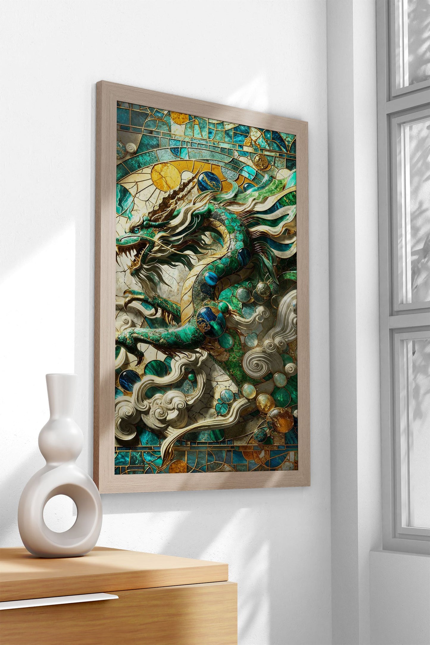 Asian Jade Dragon Kintsugi Asian Style Poster | Wall Art for Home & Office | High-Quality Print