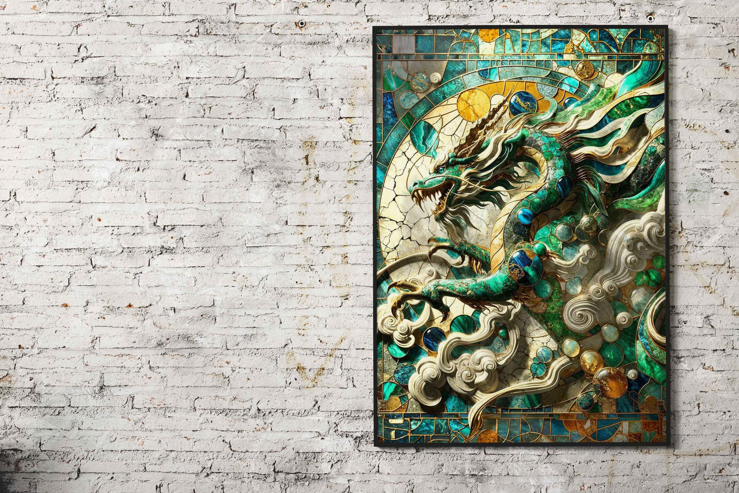 Asian Jade Dragon Kintsugi Asian Style Poster | Wall Art for Home & Office | High-Quality Print