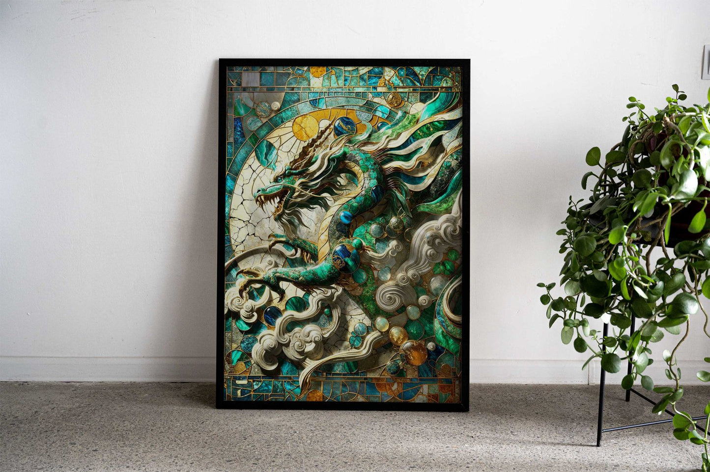 Asian Jade Dragon Kintsugi Asian Style Poster | Wall Art for Home & Office | High-Quality Print
