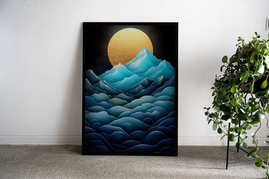 Asian Landscape Over Mountains Asian Style Poster | Wall Art for Home & Office | High-Quality Print