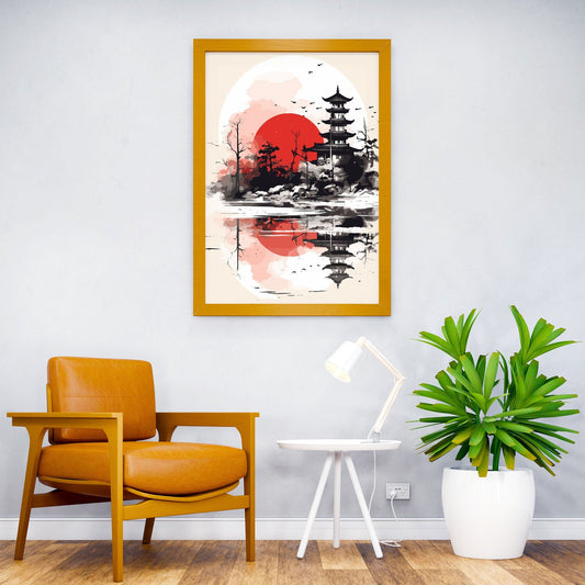 Asian Light Sun Landscape Asian Style Poster | Wall Art for Home & Office | High-Quality Print