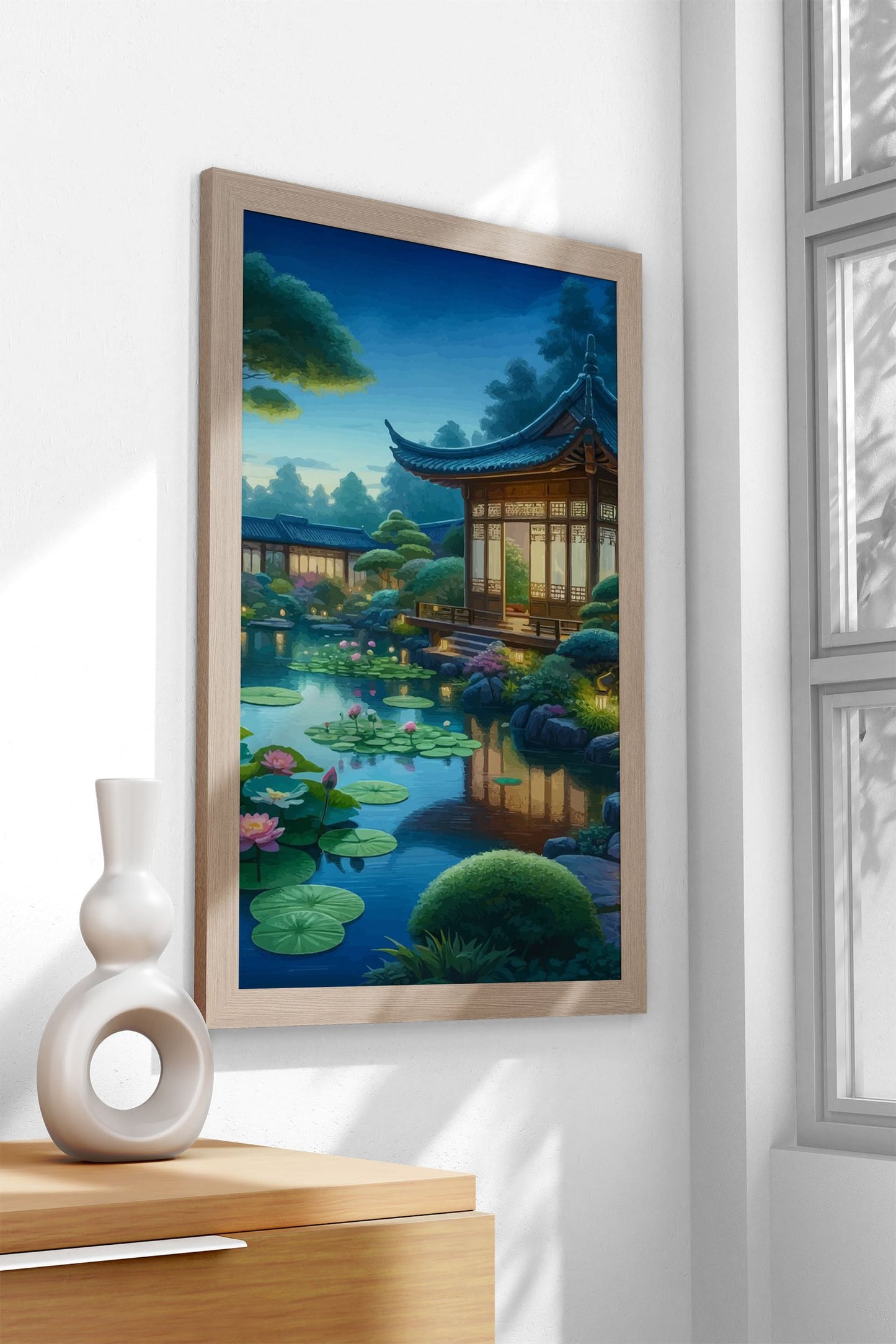 Asian Lily Garden Twilight Asian Style Poster | Wall Art for Home & Office | High-Quality Print