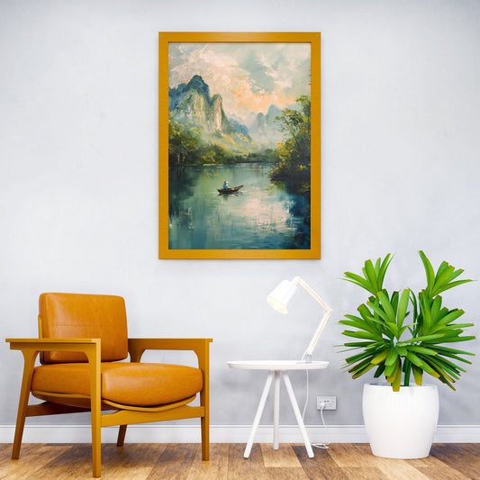 Asian Mountains River Asian Style Poster | Wall Art for Home & Office | High-Quality Print