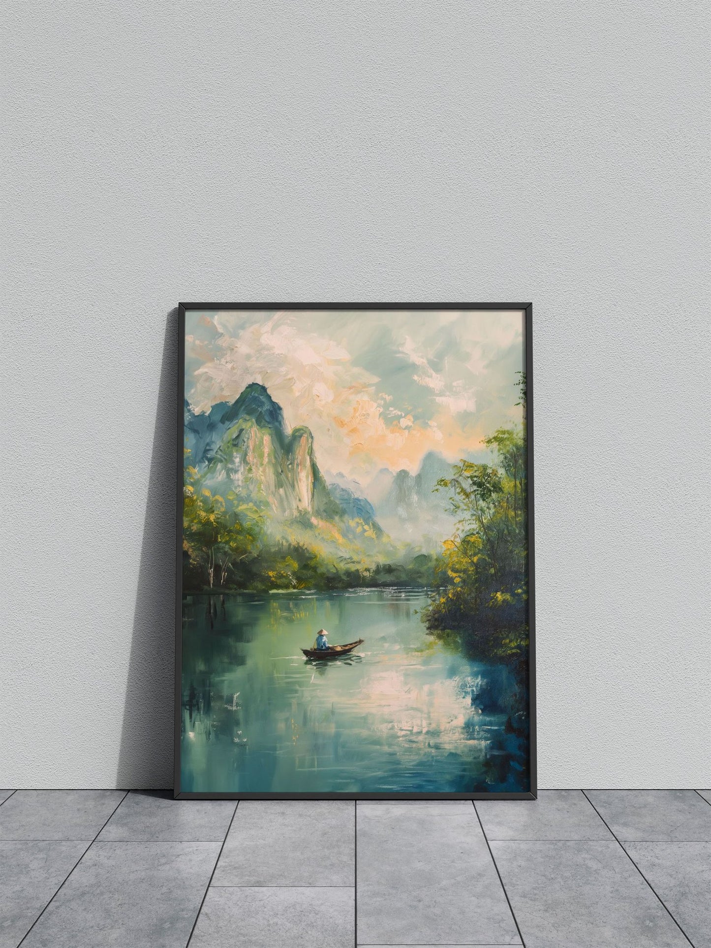Asian Mountains River Asian Style Poster | Wall Art for Home & Office | High-Quality Print