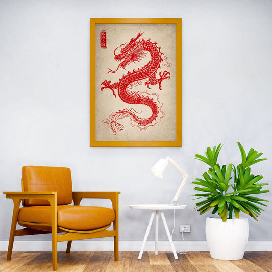 Asian Red Dragon Asian Style Poster | Wall Art for Home & Office | High-Quality Print